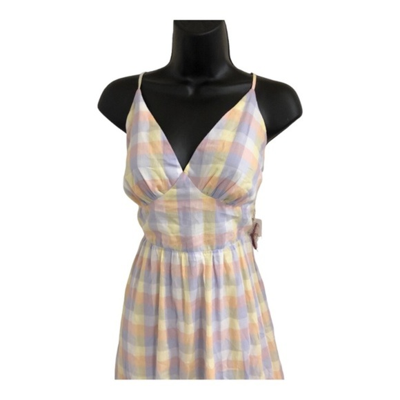 Jessica Simpson‎ pastel tiered cutout back tie summer halter dress size medium - Picture 2 of 16